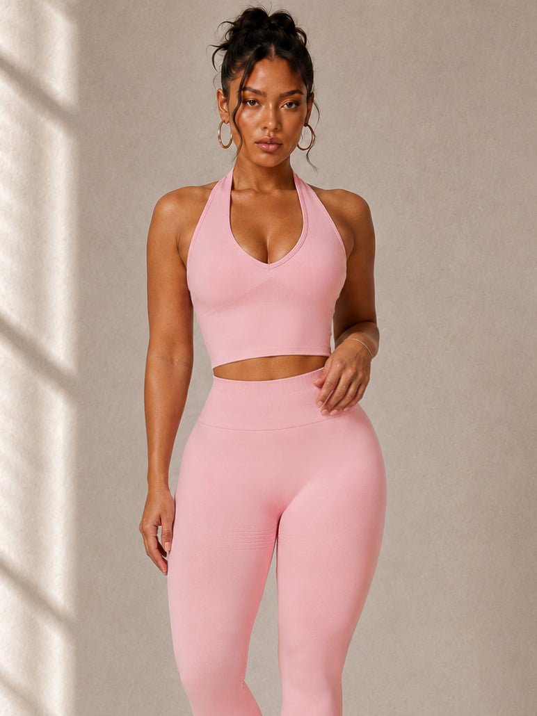 Refine Halter Sports Top (Rosé) - Fitness Fashioness