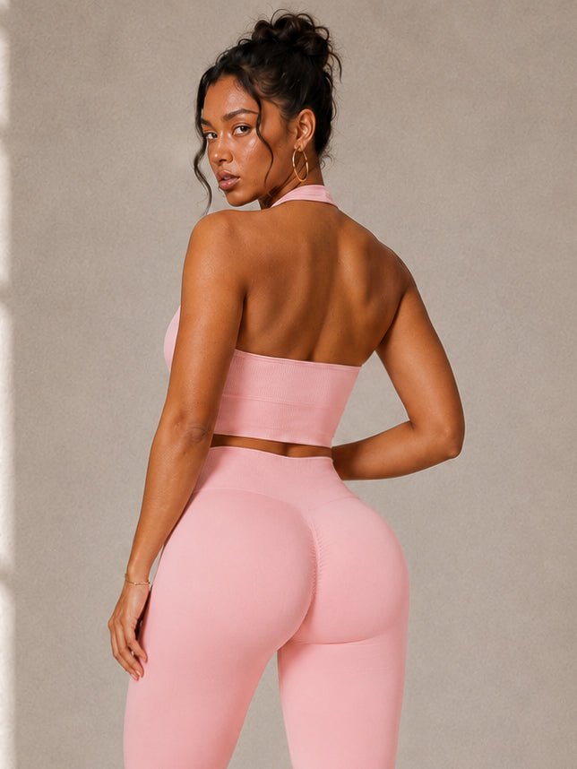 Refine Halter Sports Top (Rosé) - Fitness Fashioness