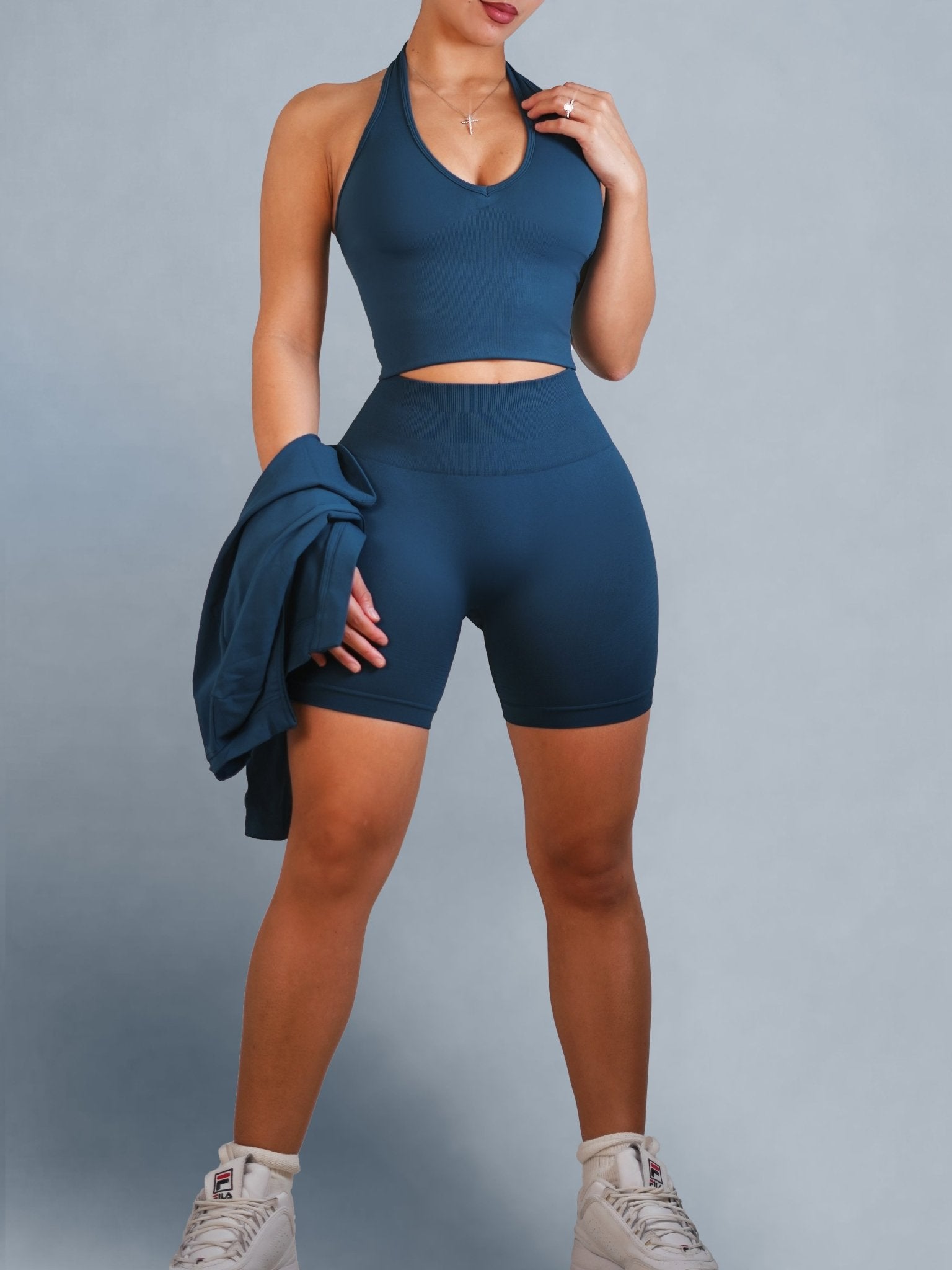 Refine Seamless Booty Shorts (Deep Azure) - Fitness Fashioness