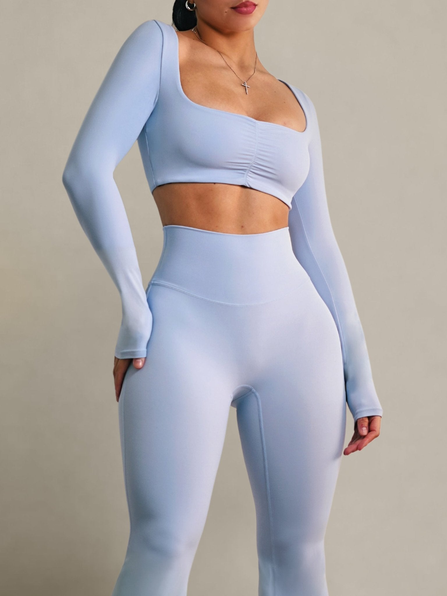 Reformer Long Sleeve Sports Top (Cinderella Blue) - Fitness Fashioness