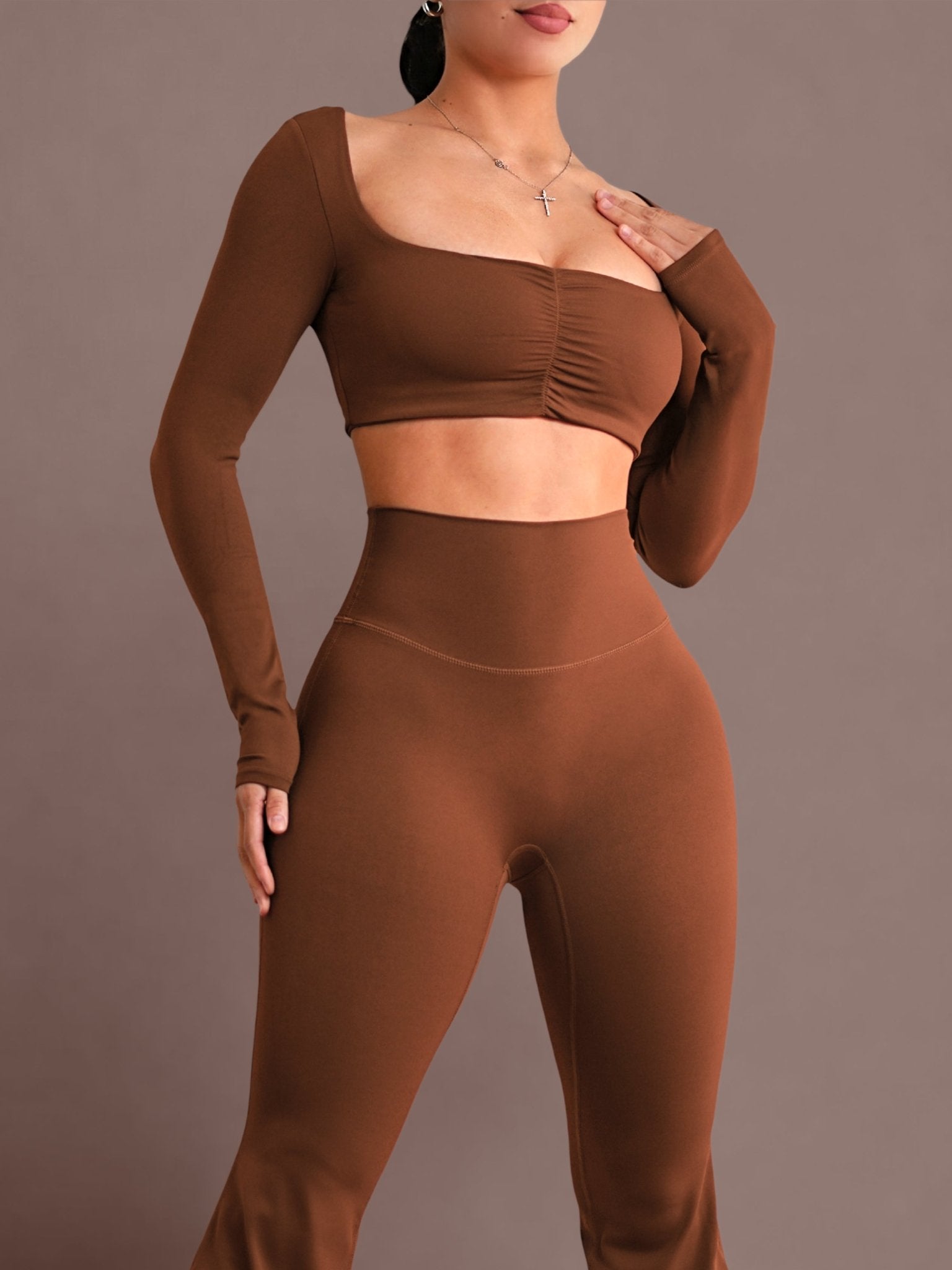 Reformer Long Sleeve Sports Top (Ginger) - Fitness Fashioness