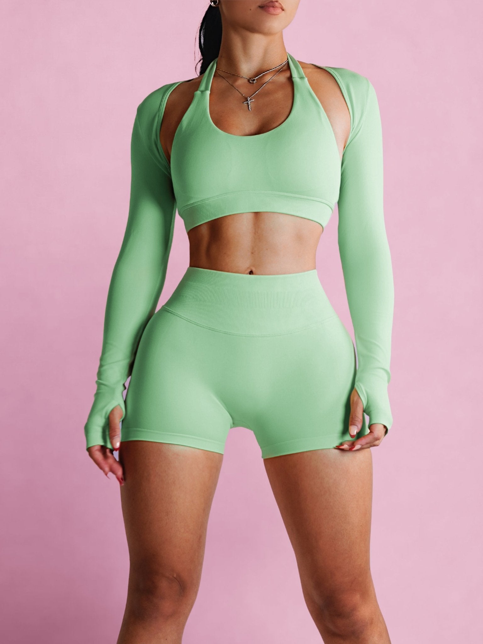 Sculpt Society Bolero Long Sleeves (Seafoam) - Fitness Fashioness