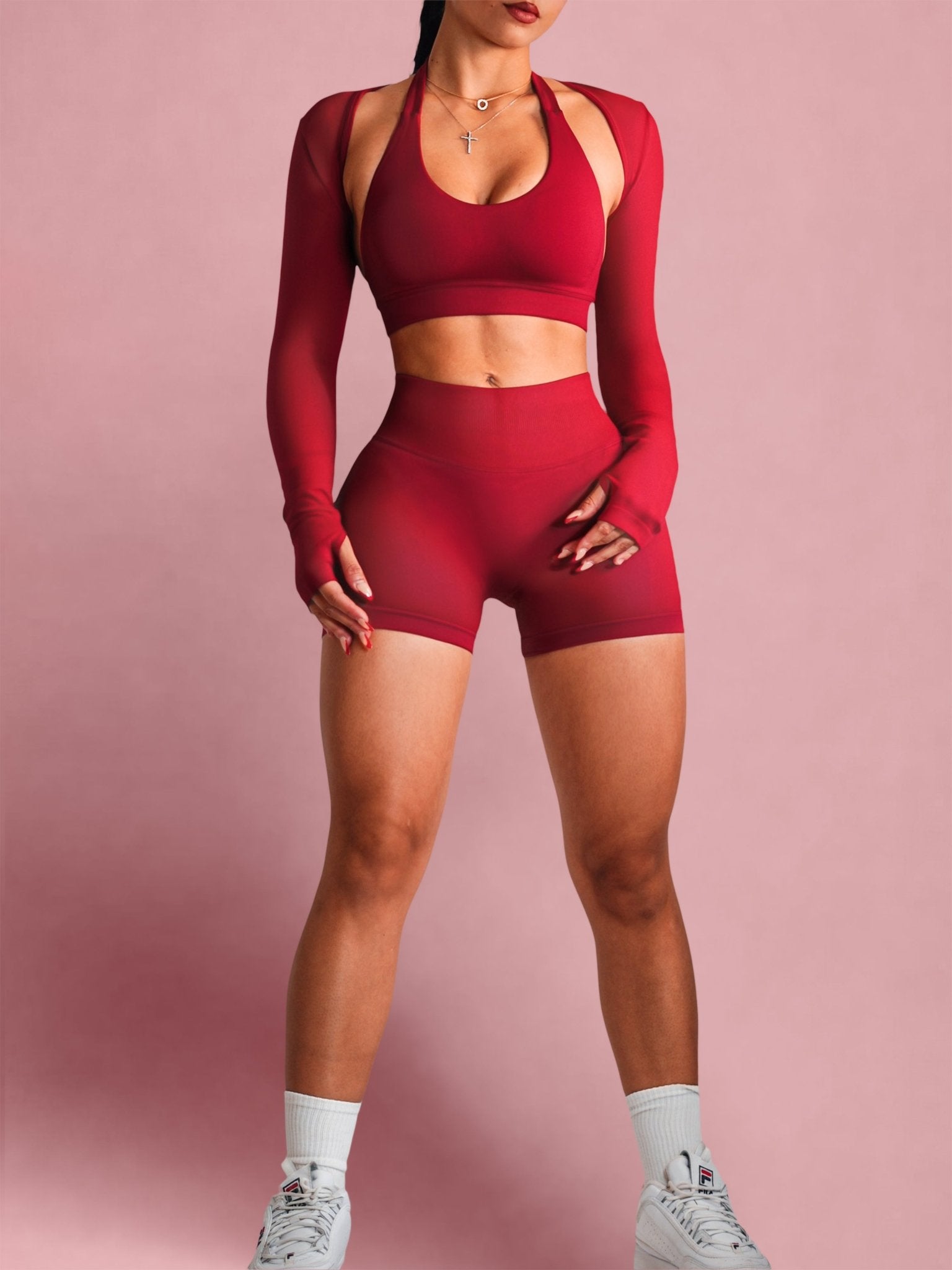 Sculpt Society Shorts (Bouquet Red) - Fitness Fashioness