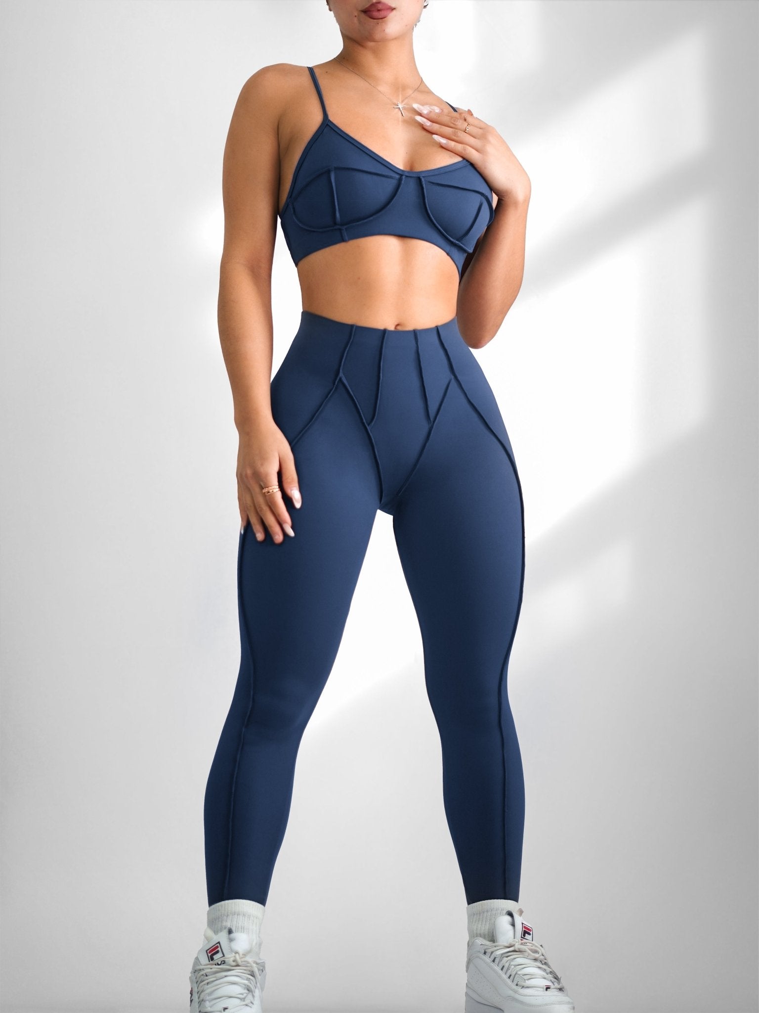 Seam Sculpt Leggings (Navy Blue) - Fitness Fashioness