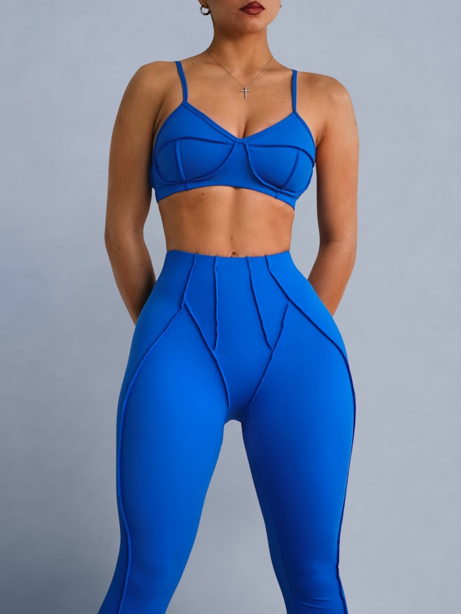 Seam Sculpt Sports Bra (Lush Blue) - Fitness Fashioness