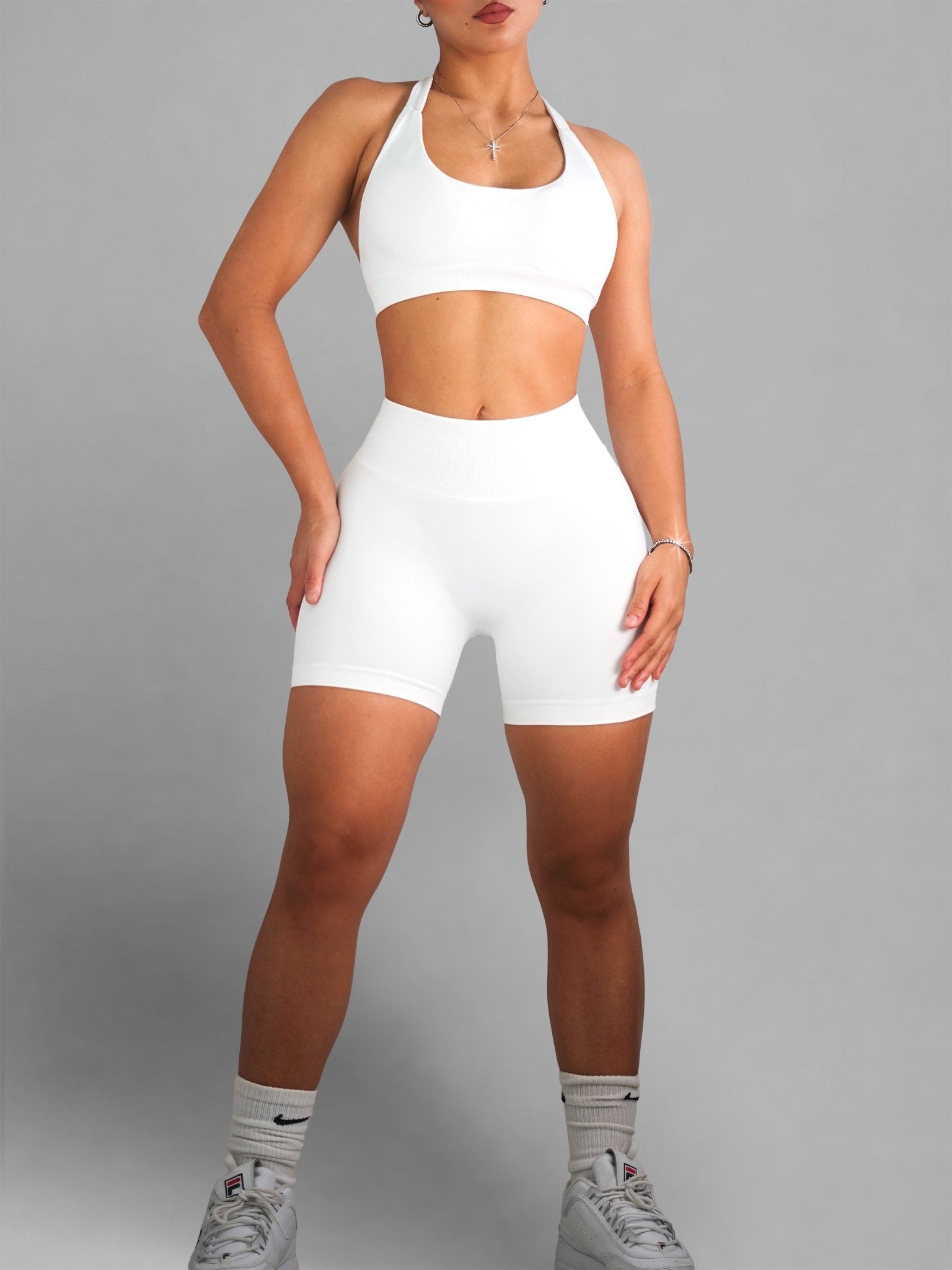 Seamless Booty Shorts 2.0 (White) - Fitness Fashioness