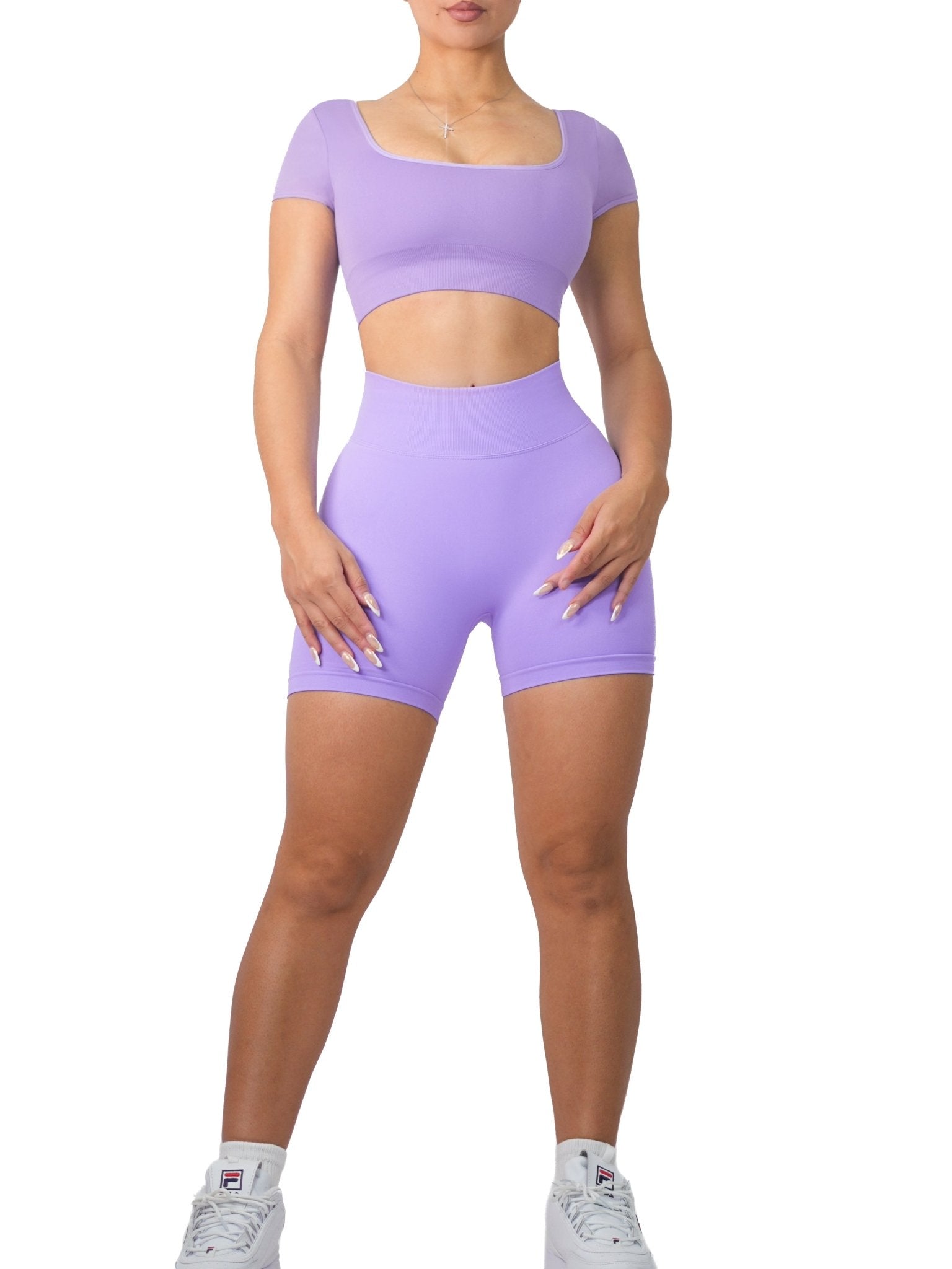 Seamless Booty Shorts (Lilac) - FREE for orders $150+ - Fitness Fashioness