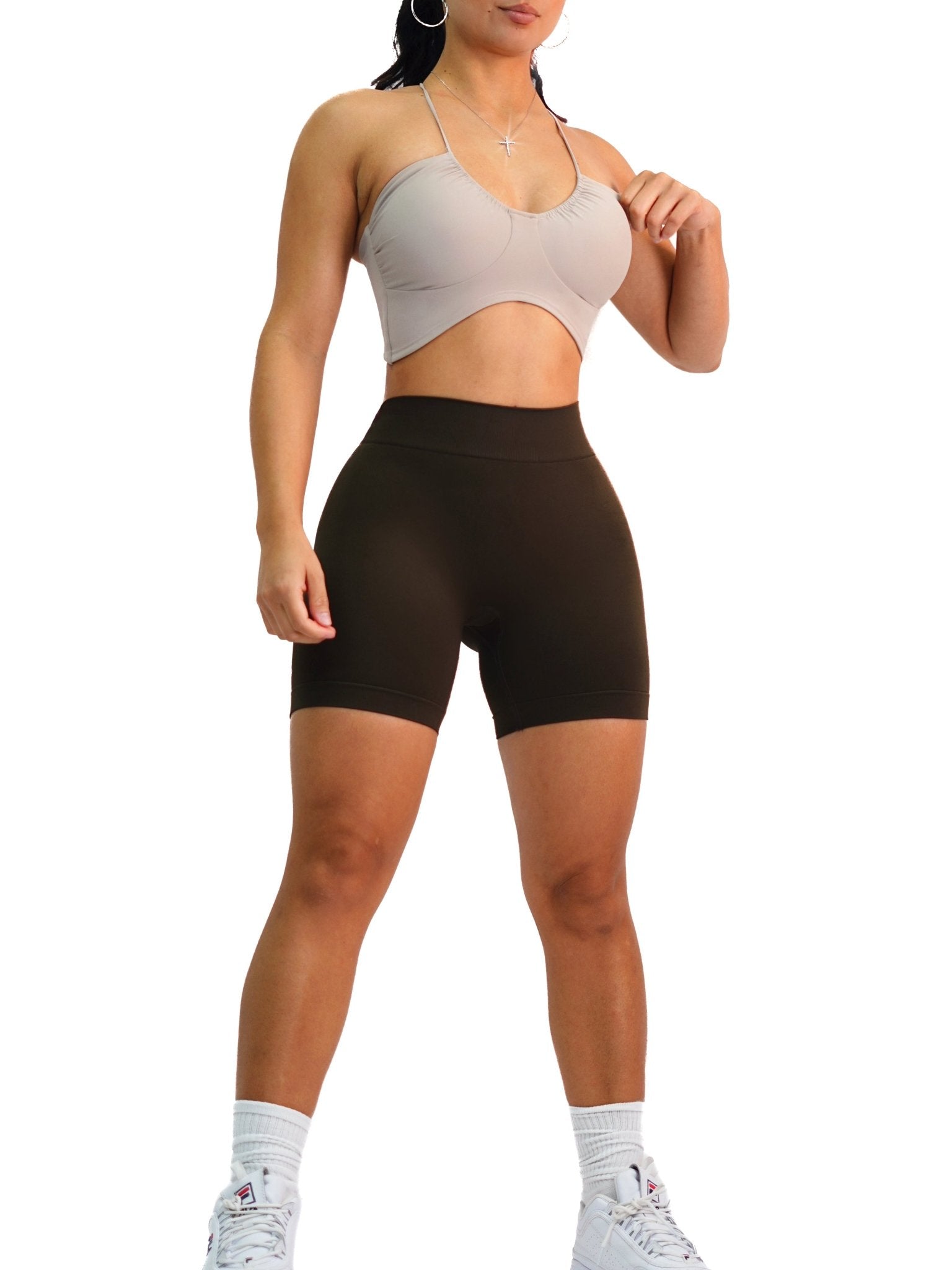 Seamless Low Back Shorts (Dark Chocolate) - Fitness Fashioness