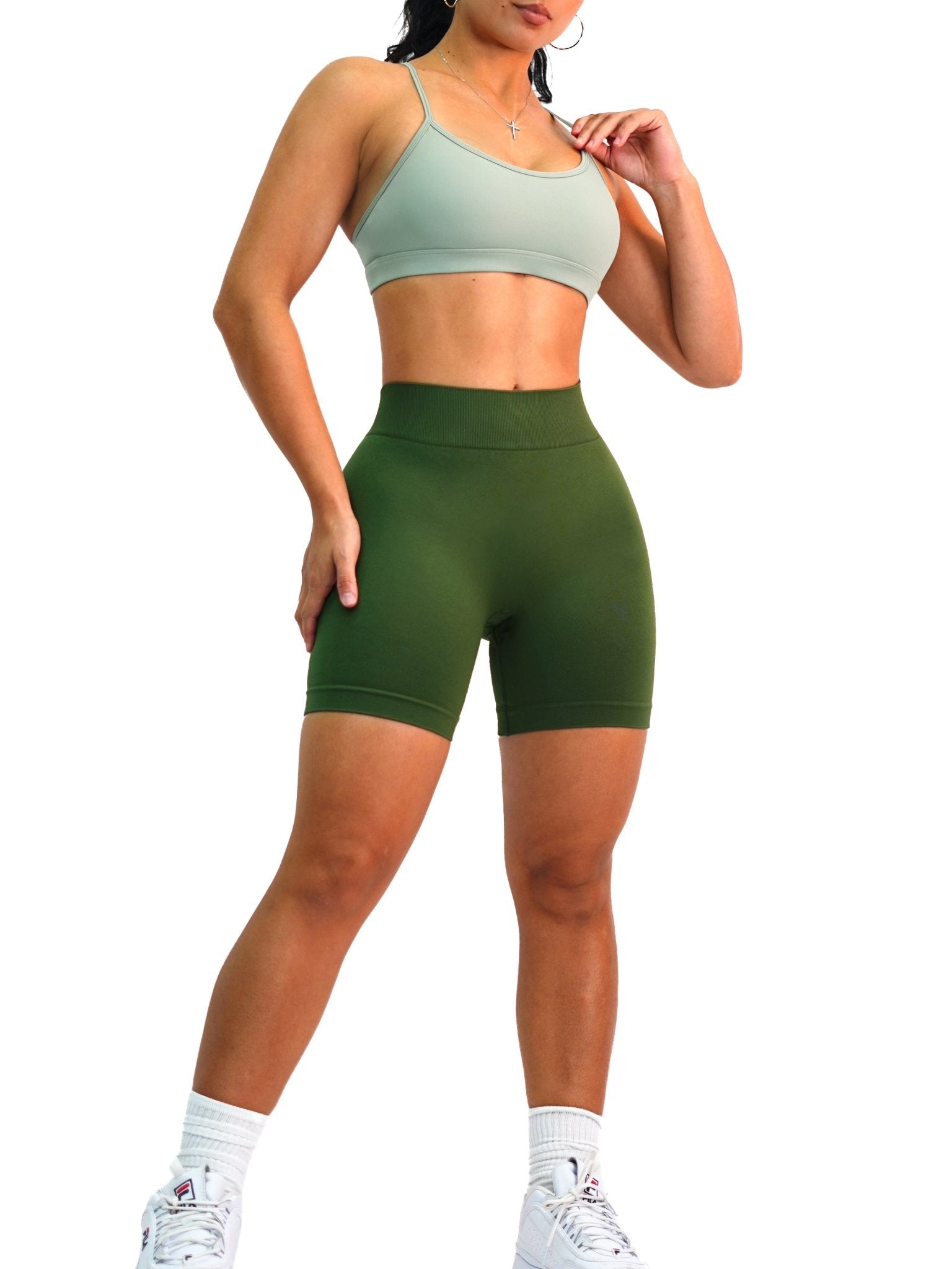Seamless Low Back Shorts (Wild Green) - FREE for orders $150+ - Fitness Fashioness