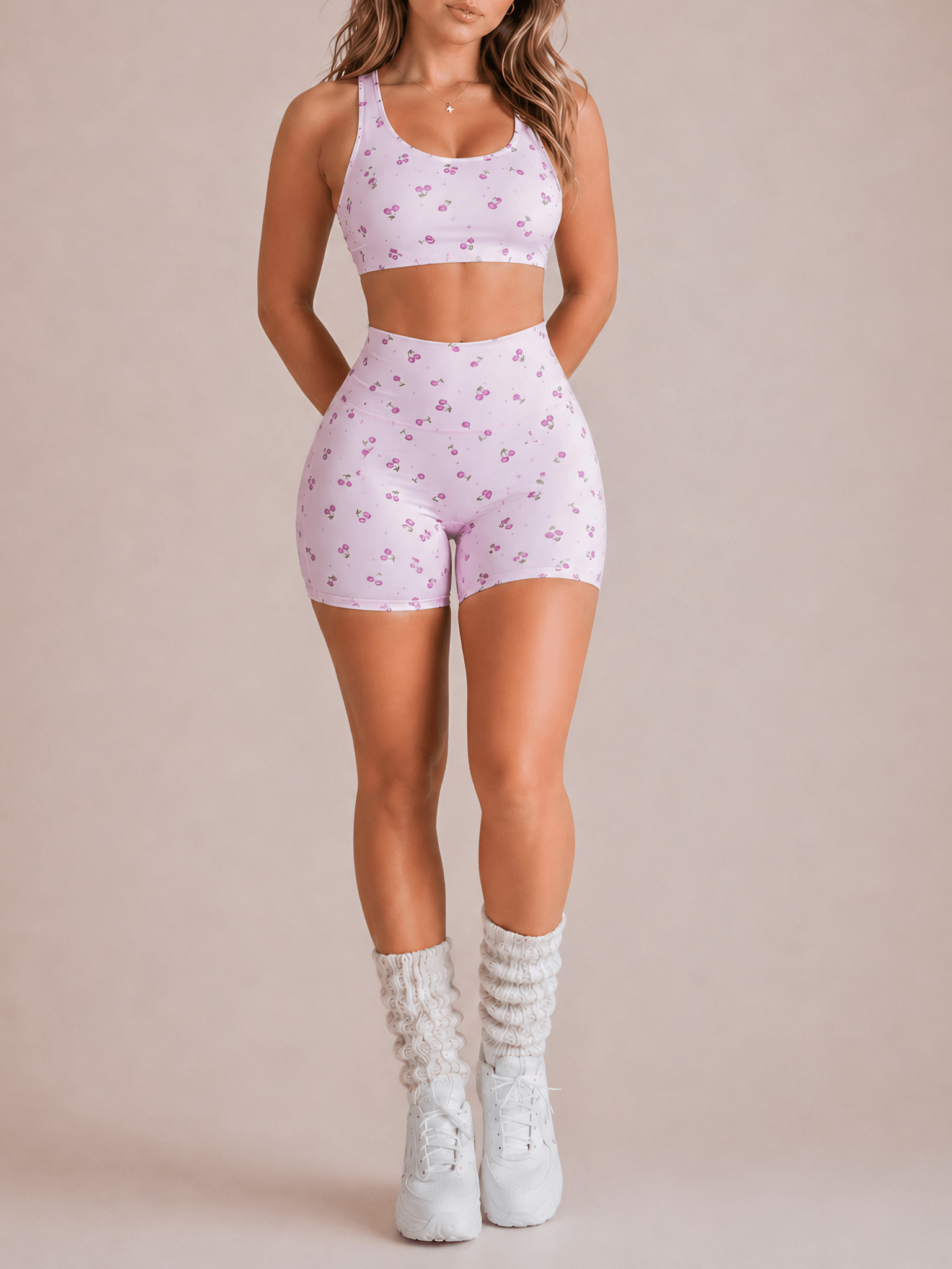 Shortcake Cherries Shorts (Pink) - Fitness Fashioness