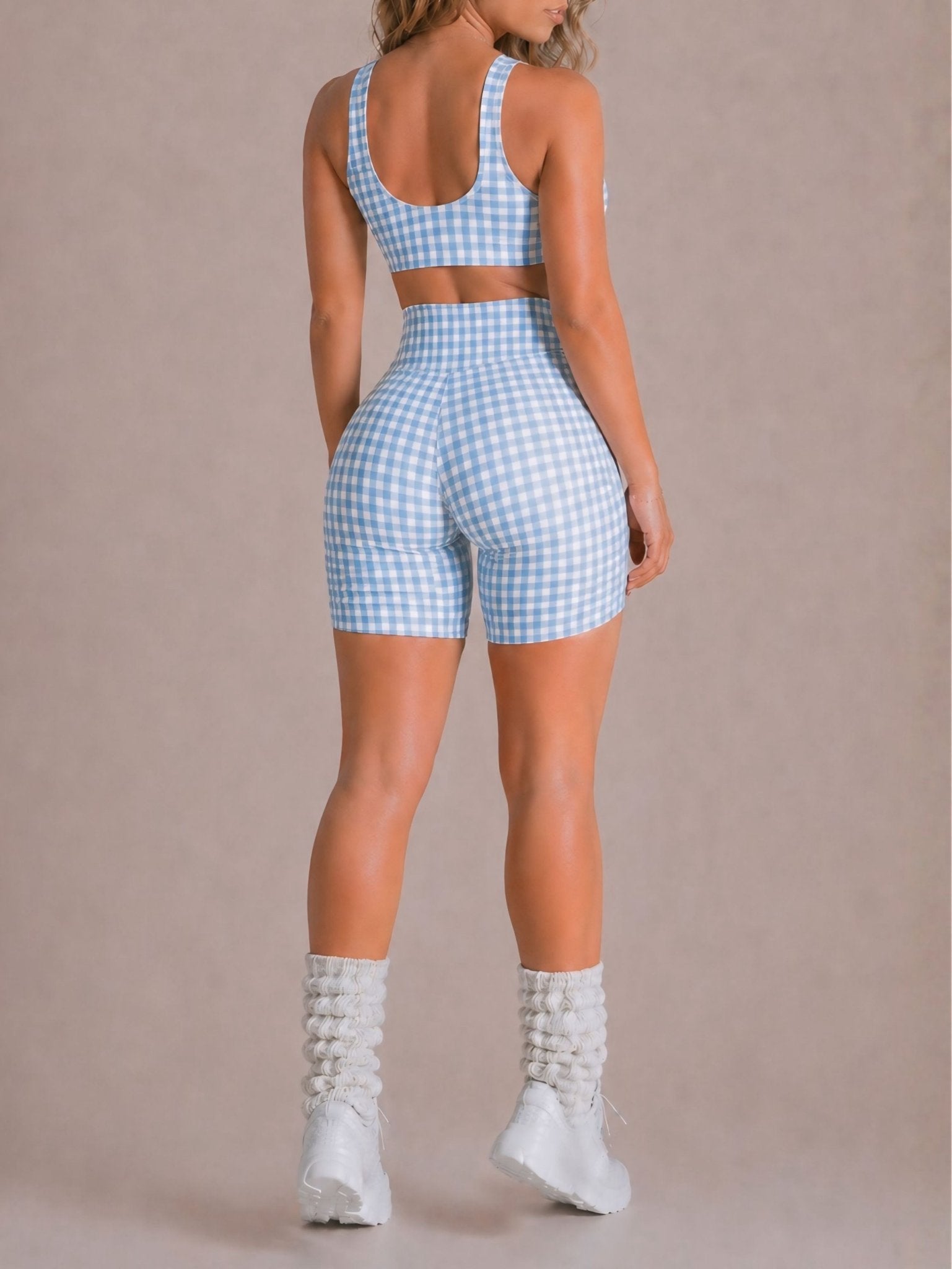Shortcake Gingham Shorts (Checkered Blue) - Fitness Fashioness