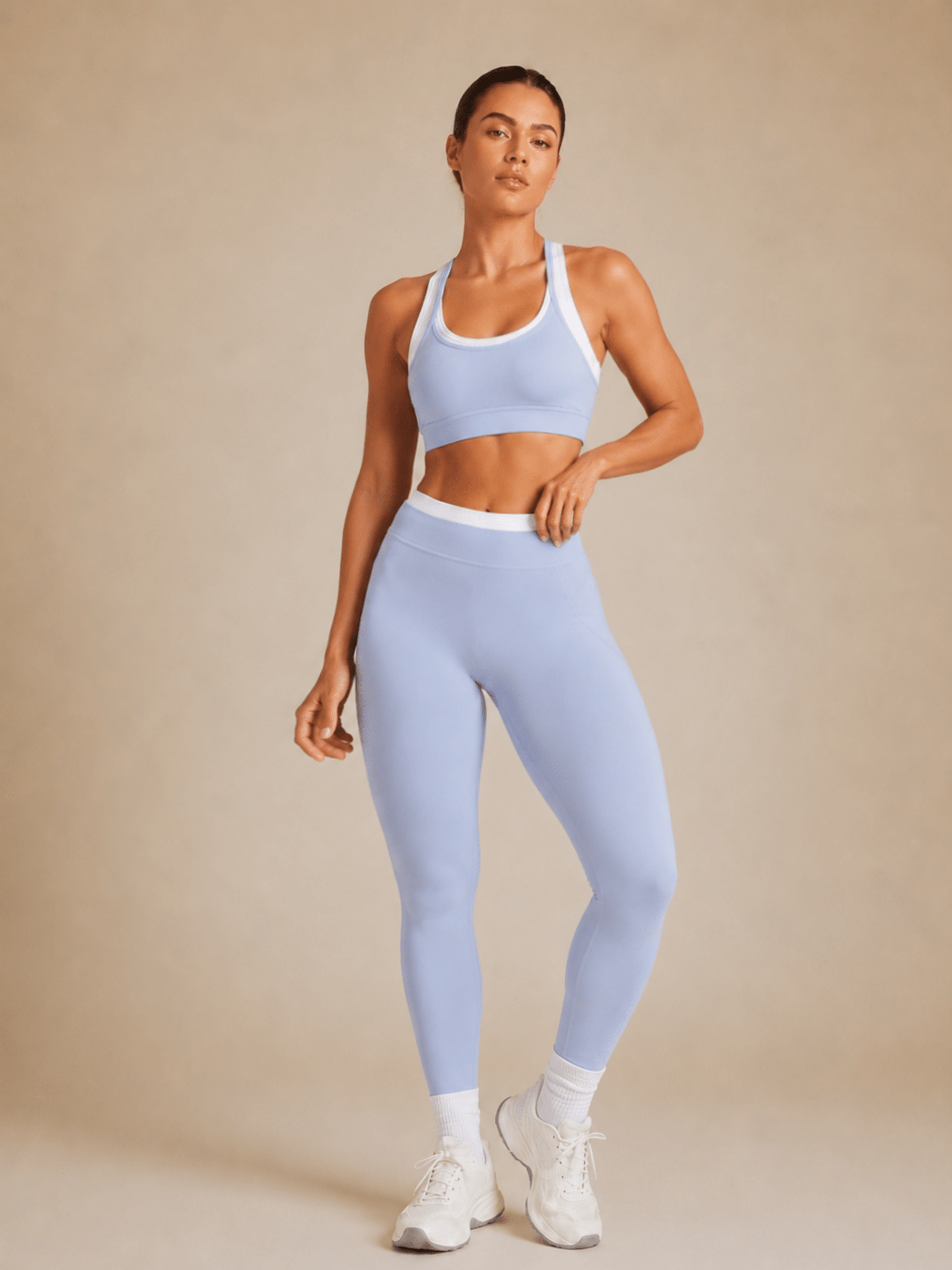Signature Contrast Leggings (Blue Haze) - Fitness Fashioness