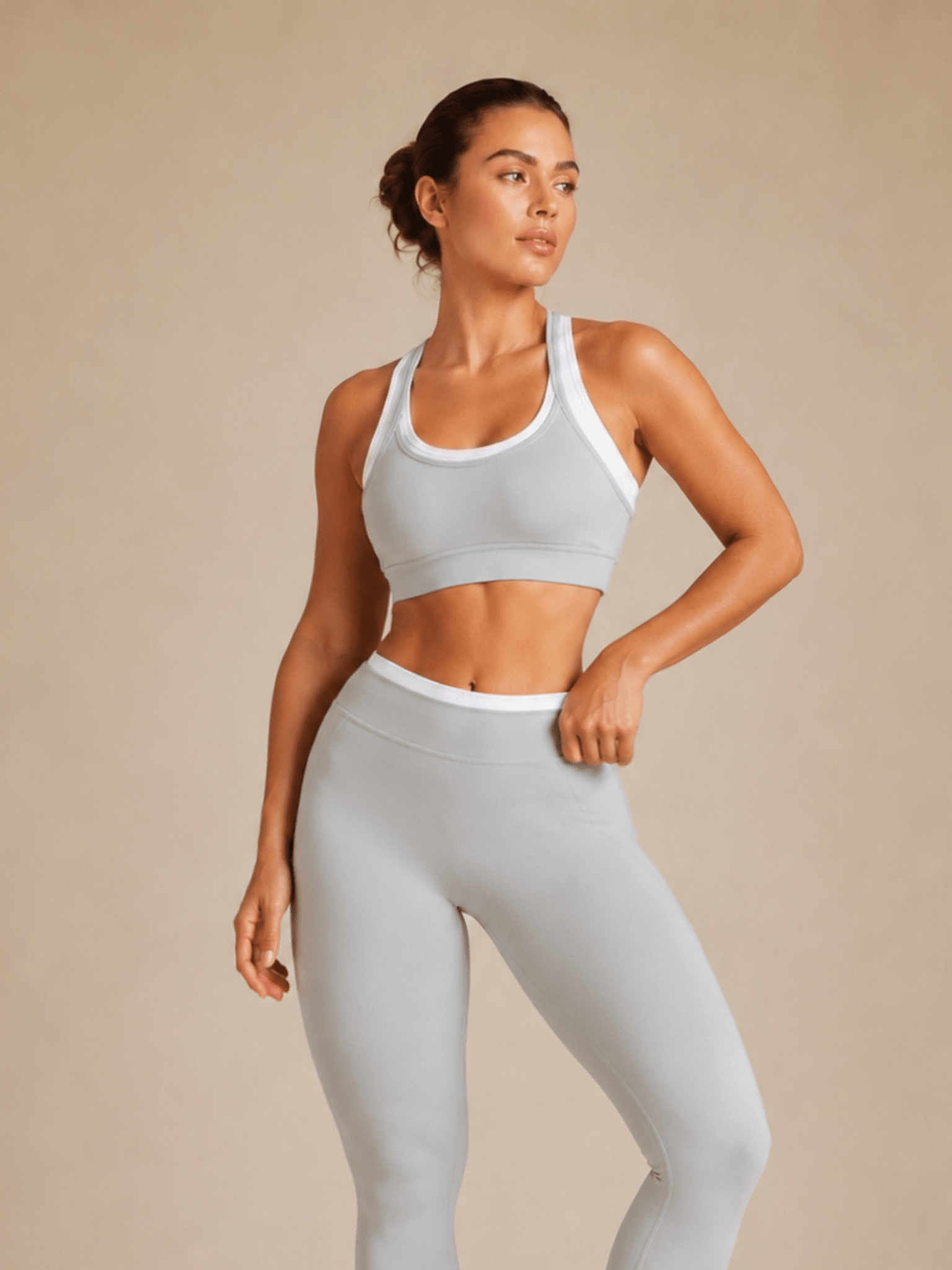 Signature Contrast Sports Bra (Ice Grey) - Fitness Fashioness