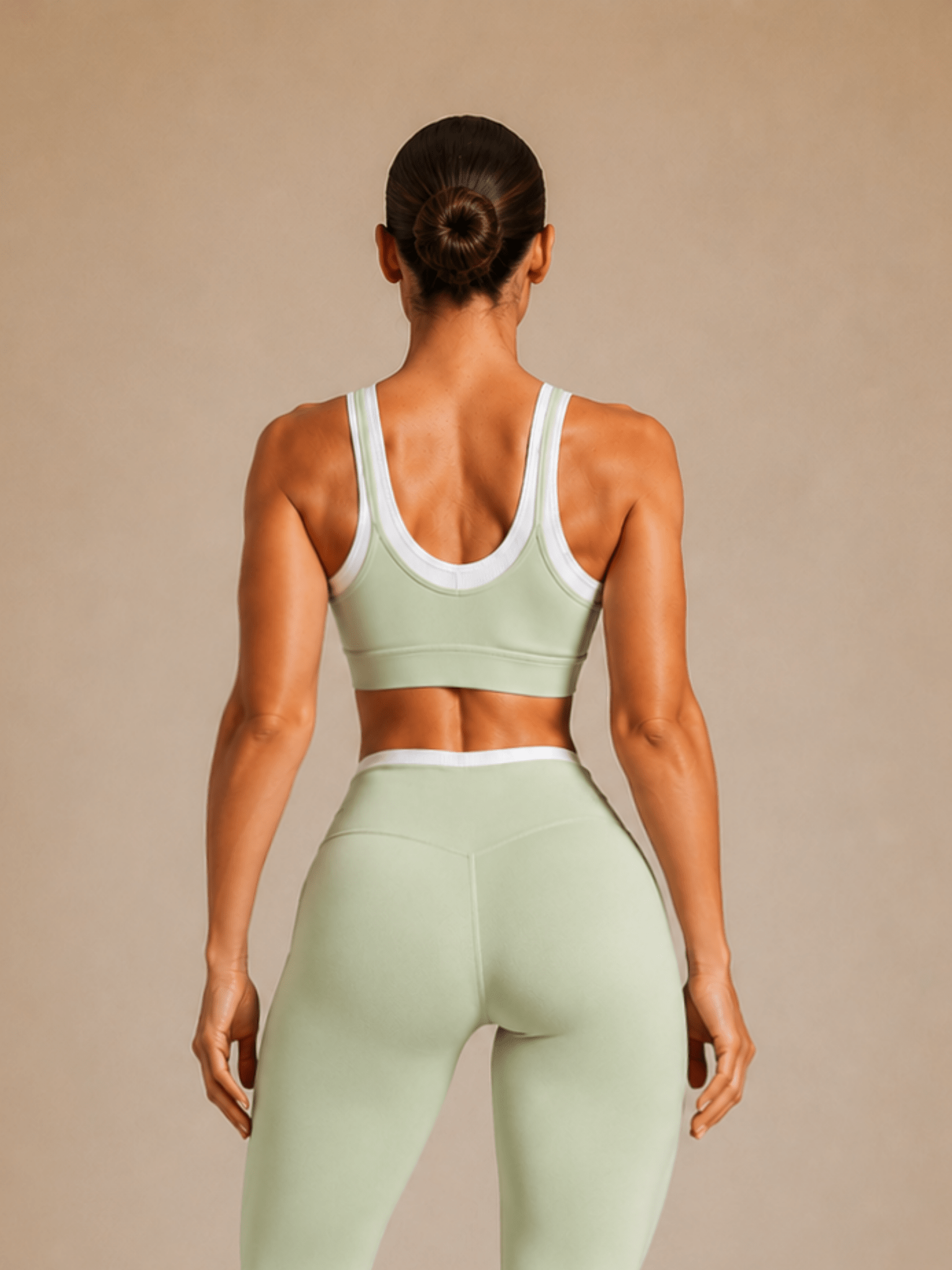 Signature Contrast Sports Bra (Sage) - Fitness Fashioness
