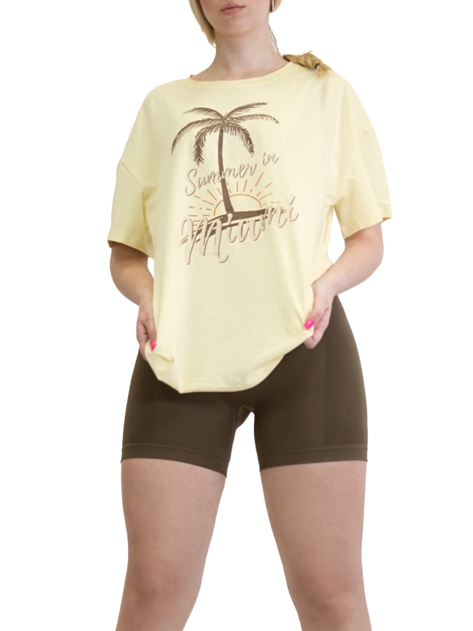 "Summer in Miami" Pump Tee (Butter Yellow) - Fitness Fashioness
